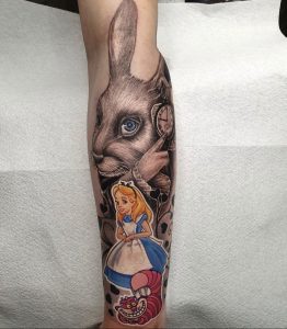 Alice in Wonderland theme tattoo