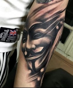 Vendetta mask tattoo