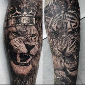 Lion & tiger tattoo