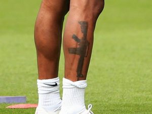 Raheem Sterling leg tattoo