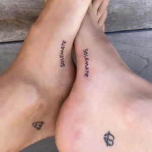 Kaia Gerber & Cara Delevingne matching solemate tattoos