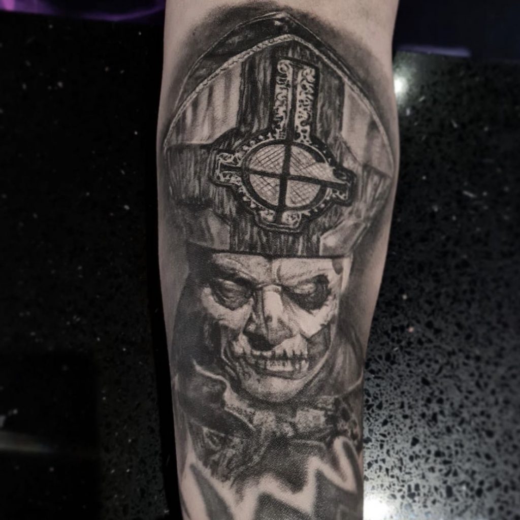 Pirate Skull And Ghost Tattoo On Leg Tattoo