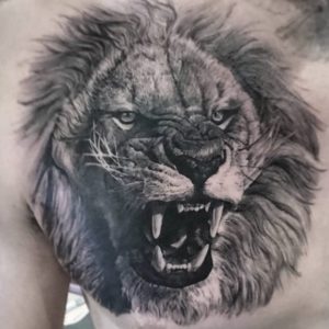 lion tattoo on chest