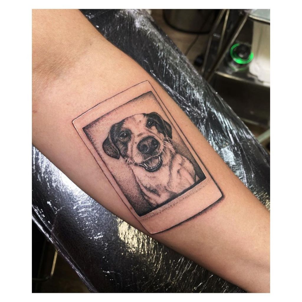 benjibaakar:mini-dog-portrait-dog-tattoo-doggie-dog-pug -true-frey-opaque-grey-opaque-grey-tattoo-portrait-miniature-animal-tattoos -animal-portrait