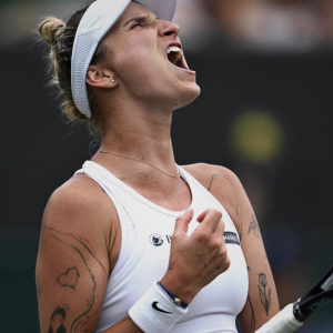 Tennis star shouting with joy 