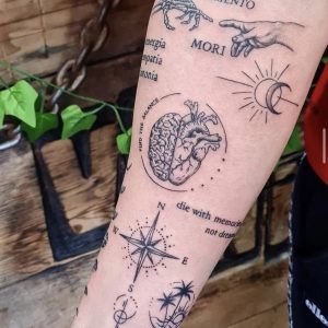 patchwork sleeve tattoo 