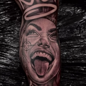 Black and Grey Portrait Tattoo