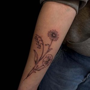 Floral Linework Tattoo